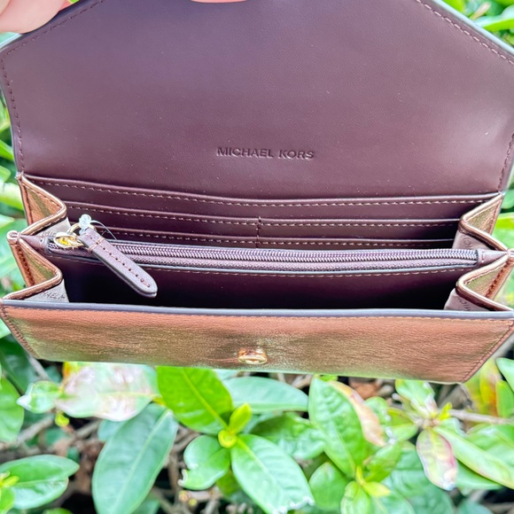 Michael Kors Jet Set Travel Large Envelope Continental Wallet Patent Mocha - Picture 8 of 13